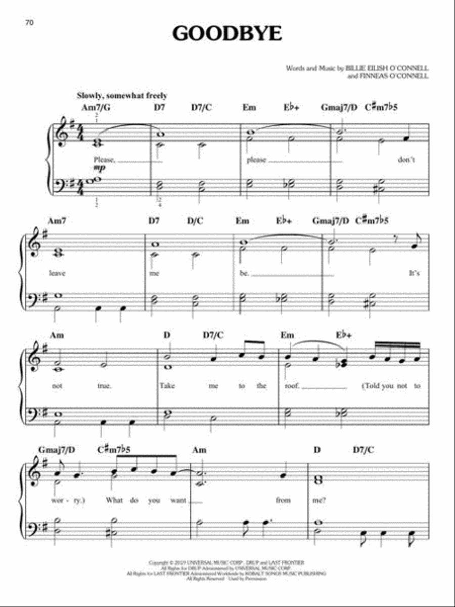 Billie Eilish – When We All Fall Asleep, Where Do We Go? Easy Piano scores gallery preview page 7