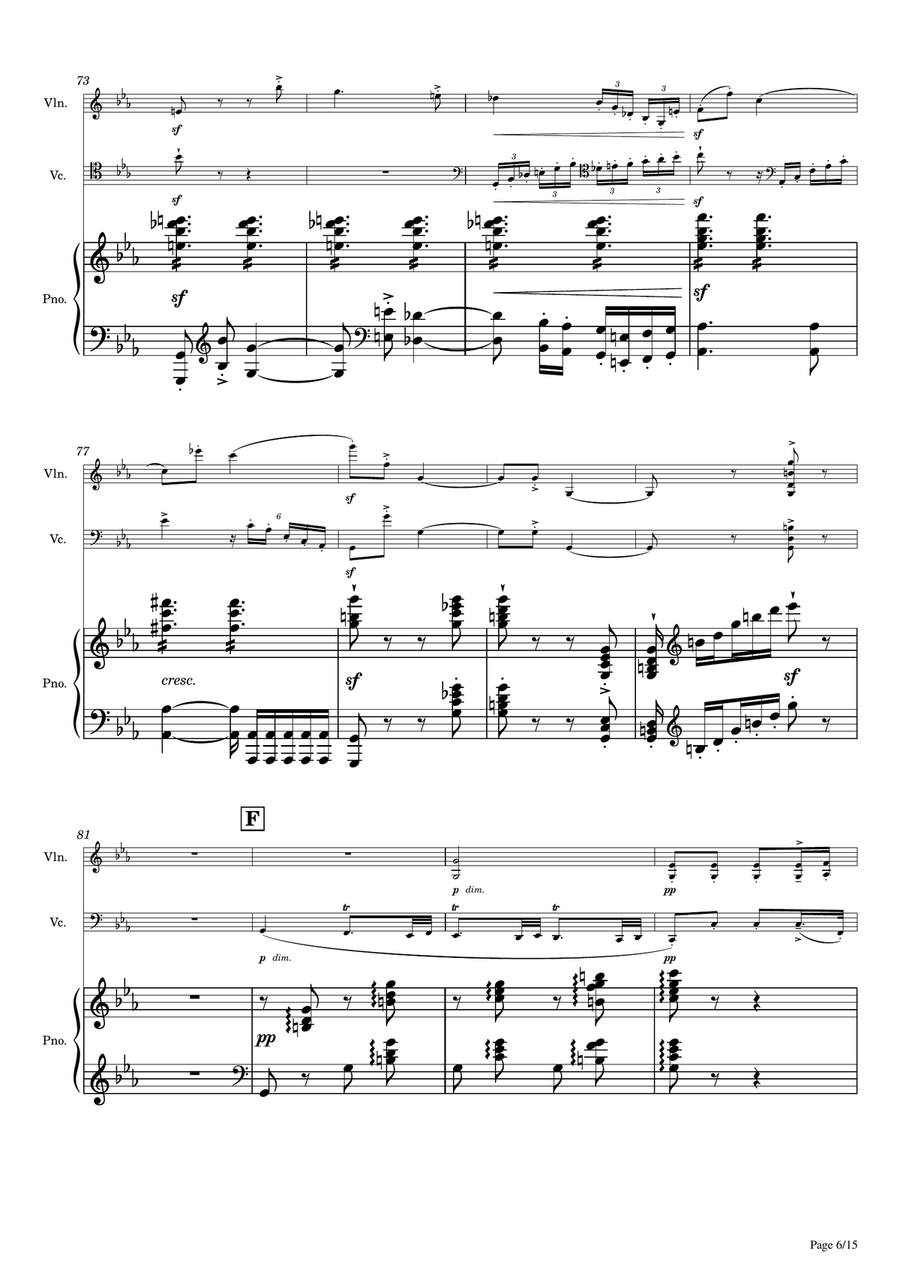 Schubert - Piano Trio in E-flat major, D.929 Op.100 2nd Mov - Andante con Moto Original Piano Trio scores gallery preview page 6
