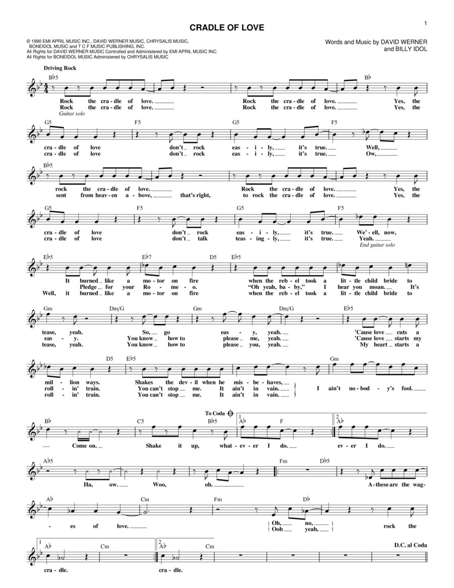 Cradle Of Love Piano scores gallery preview page 1