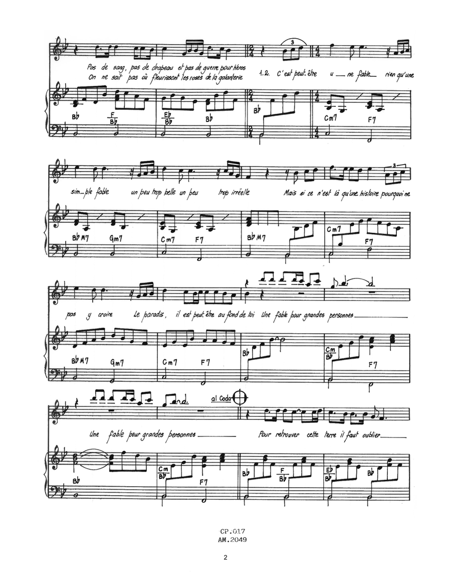 C'est Peut Etre Une Fable (Una Favola Per) Piano, Vocal scores gallery preview page 2