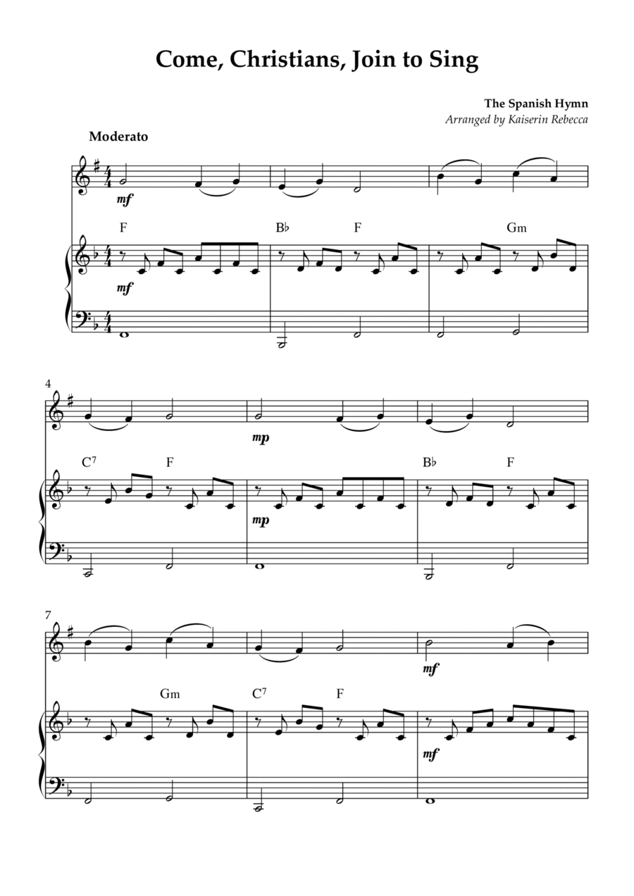 Come, Christians, Join to Sing B-Flat Clarinet scores gallery preview page 1