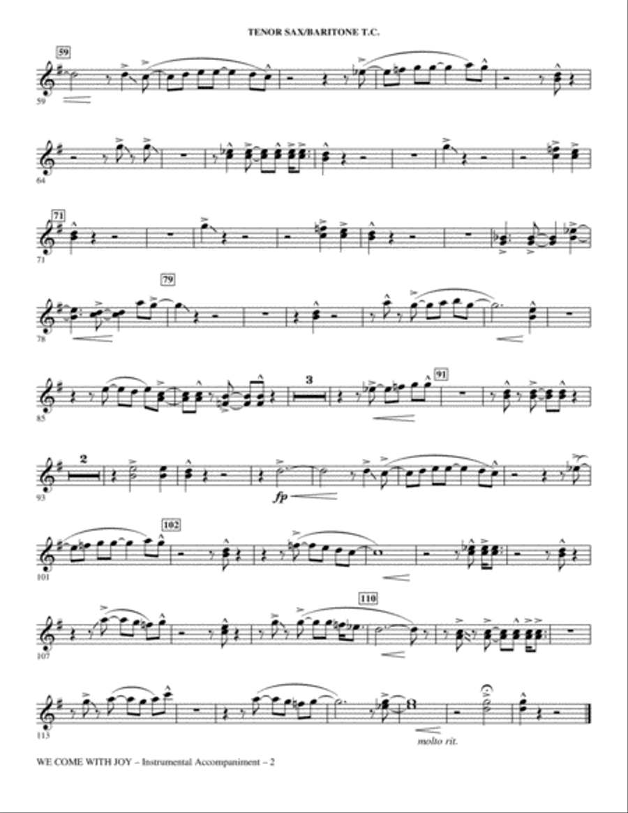 We Come With Joy Orchestration - Bb Tenor Sax/Bar. TC (Trb 1,2) Choir scores gallery preview page 2