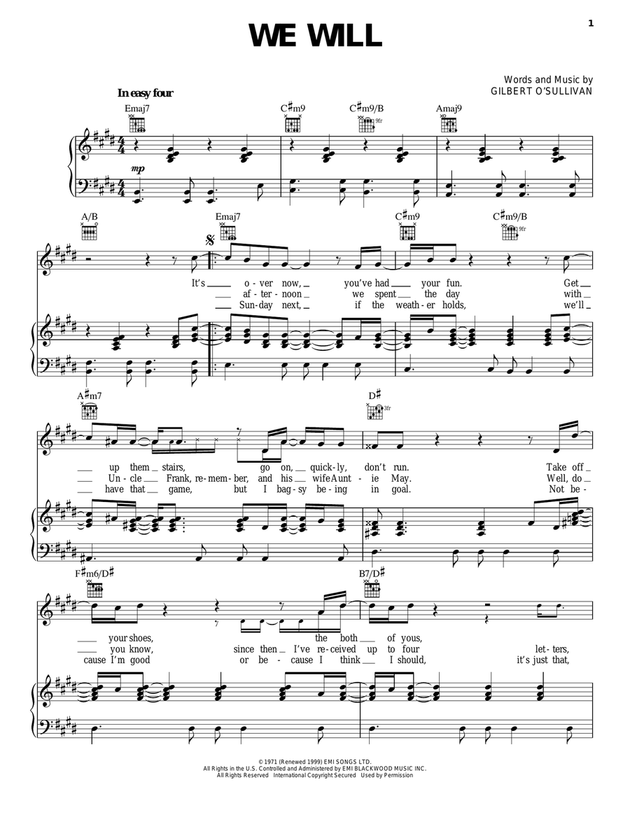 We Will Piano, Vocal, Guitar scores gallery preview page 1