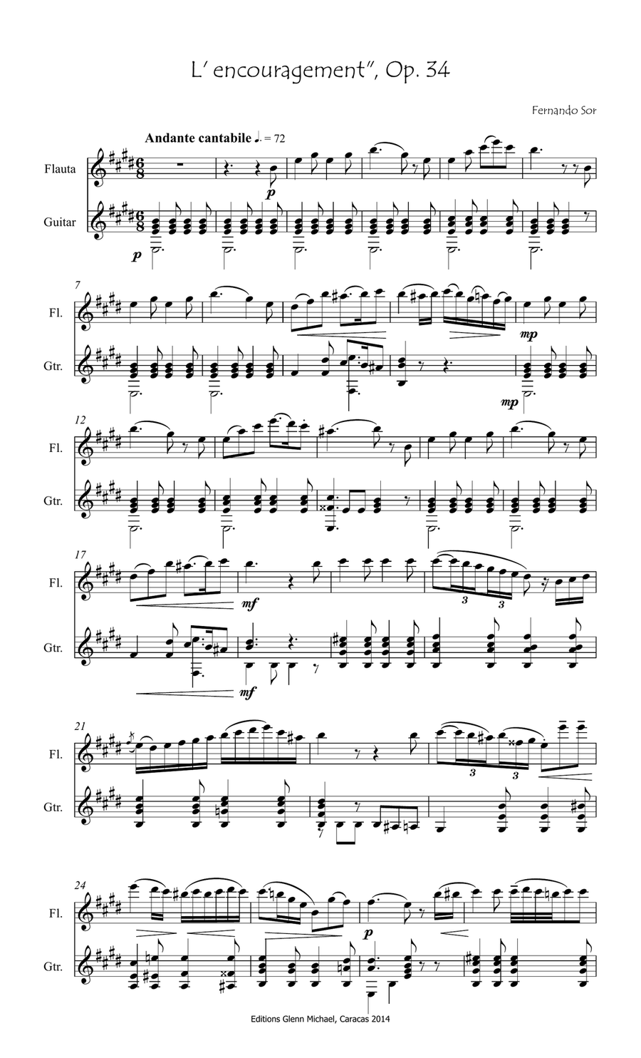 L' encouragement for flute & guitar L' encouragement for flute & guitar Flute scores gallery preview page 2