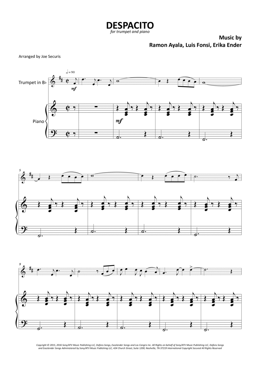 Despacito Trumpet Solo scores gallery preview page 1
