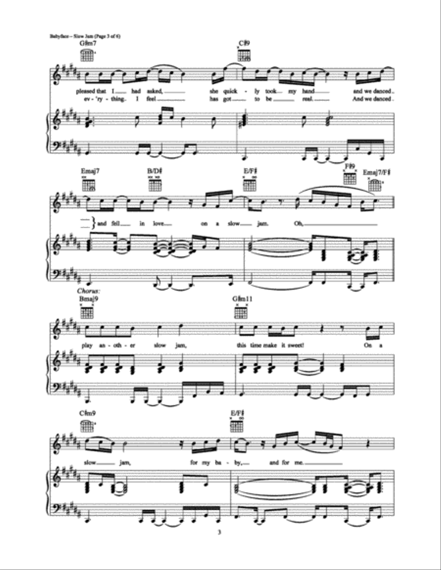 Slow Jam Piano, Vocal, Guitar scores gallery preview page 3