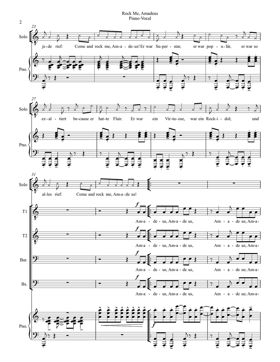 Rock Me Amadeus Rock Me Amadeus TTBB scores gallery preview page 2