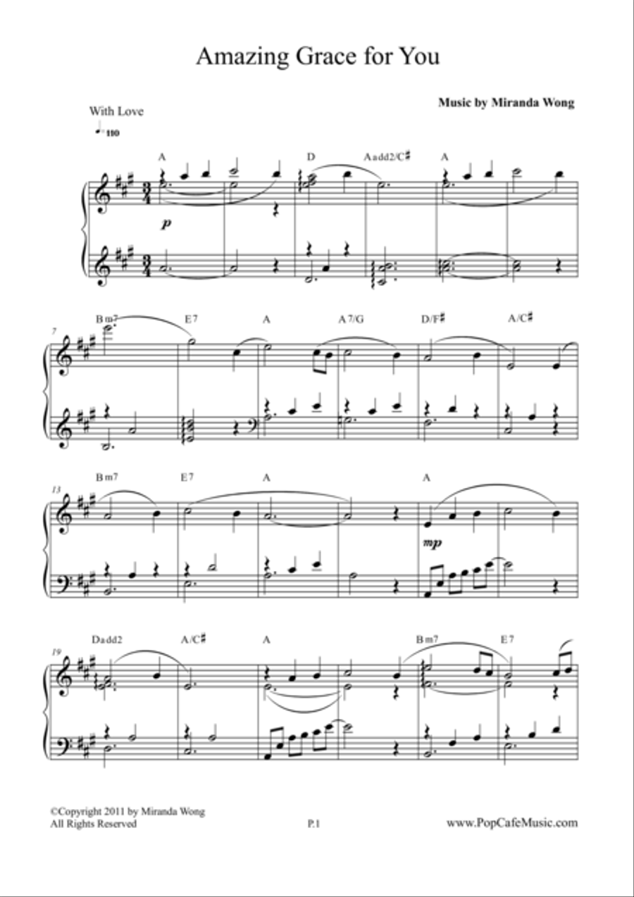 Amazing Grace (Amazing Grace for You) - Touching Version 4-Part scores gallery preview page 1