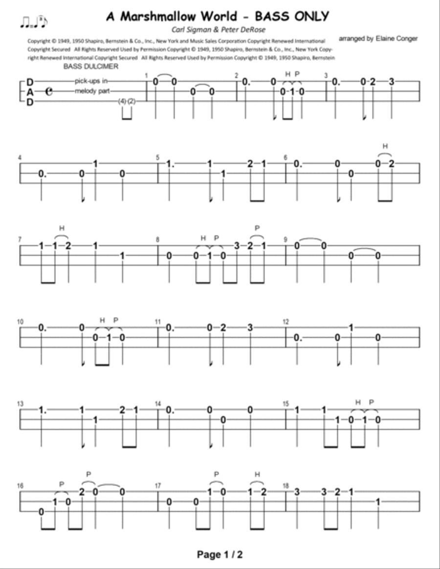 A Marshmallow World A Marshmallow World Dulcimer scores gallery preview page 2