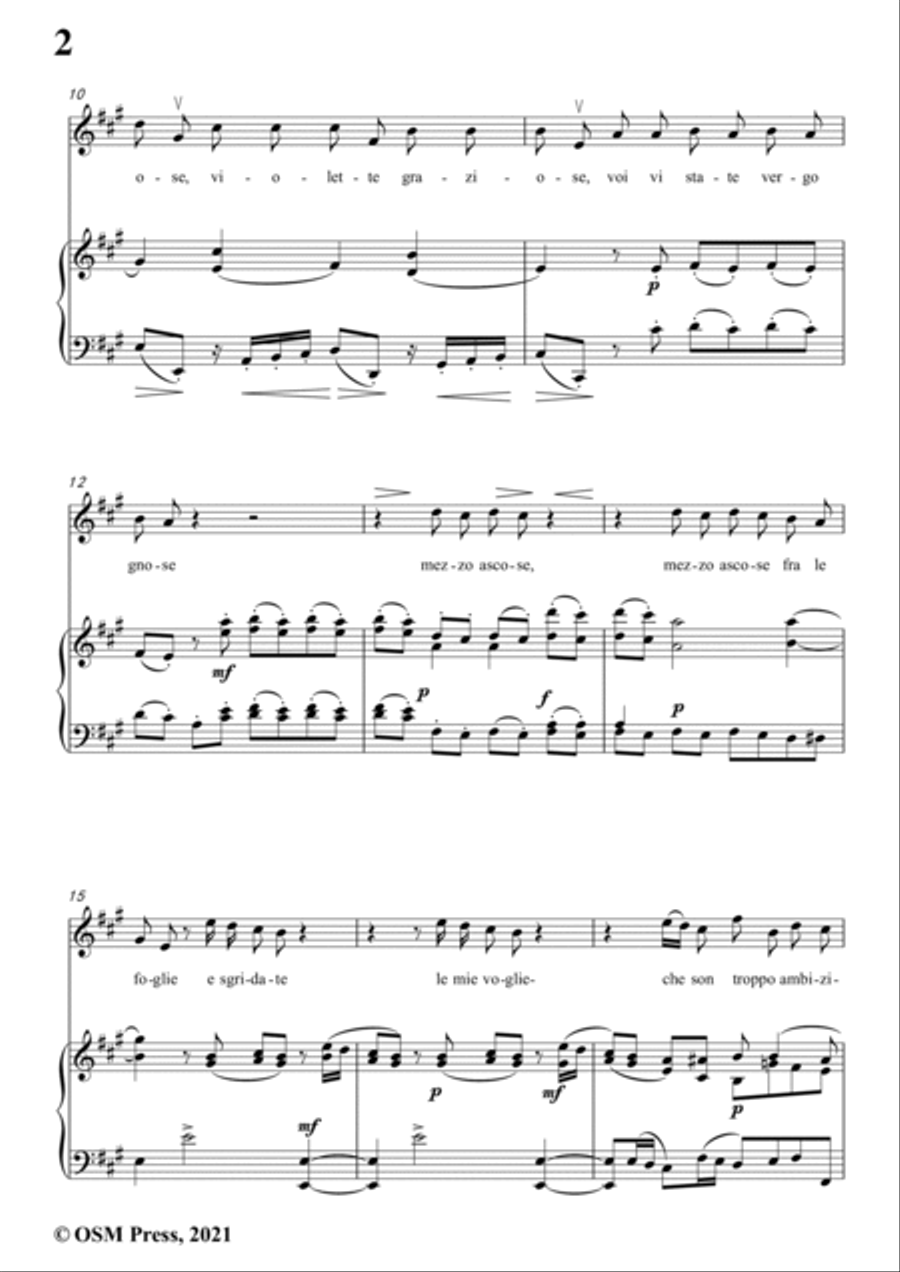 Scarlatti-Le Violette in A Major,from Pirro e Demetrio,for Voice&Piano Voice scores gallery preview page 4