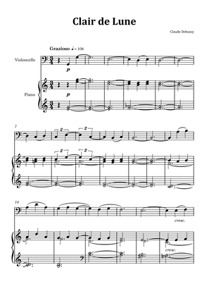 Clair de Lune by Debussy - Cello and Piano