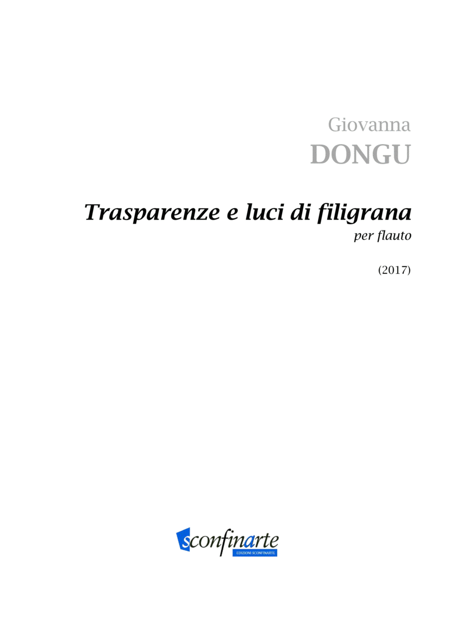 Giovanna Dongu: TRASPARENZE E LUCI DI FILIGRANA (ES 1022) Flute Solo scores gallery preview page 1