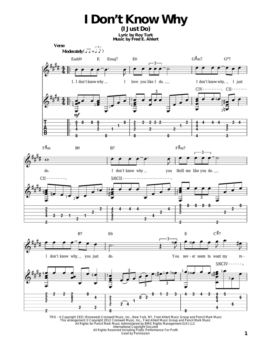 I Don't Know Why (I Just Do) Electric Guitar scores gallery preview page 1