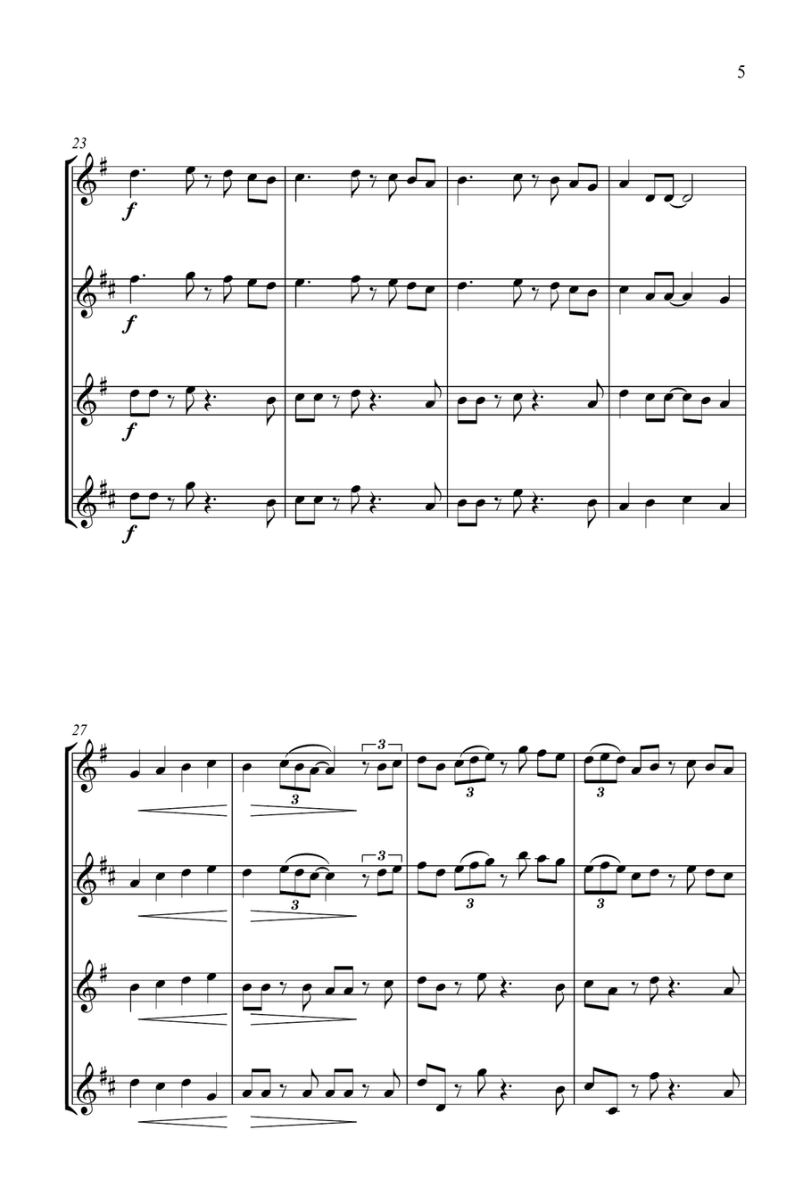 Jazz Carols Collection #1 for Saxophone Quartet (Angels We Have Heard, Hark, First Noel) Saxophone Quartet scores gallery preview page 6