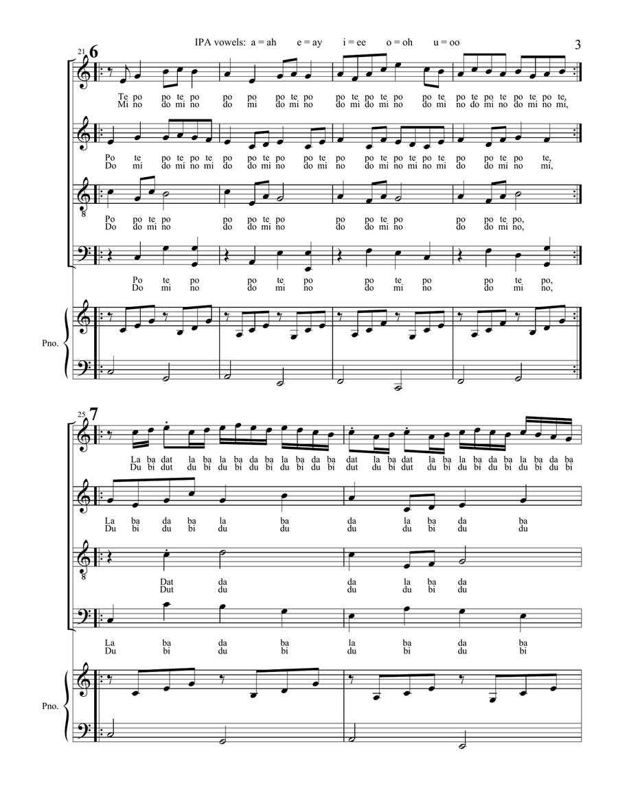 Choral Warm-ups a la Pachelbel (SATB) 4-Part scores gallery preview page 3