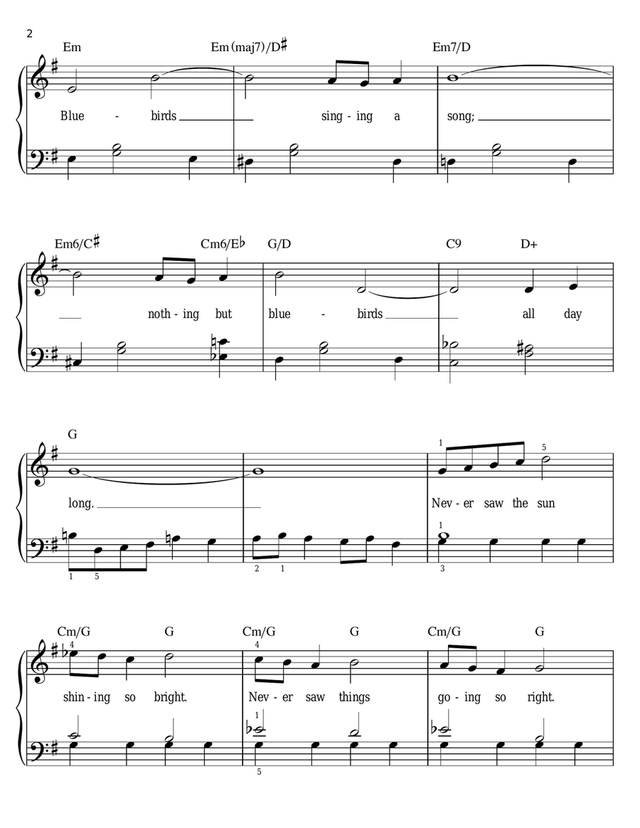 Blue Skies Blue Skies Easy Piano scores gallery preview page 2