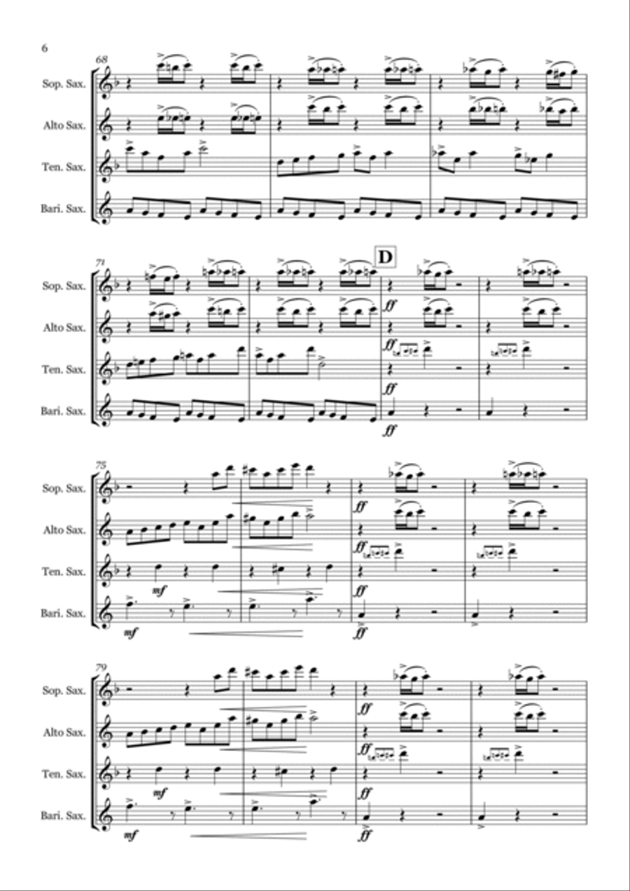 In the Hall of the Mountain King by Edvard Grieg - Saxophone quartet (SATB) Saxophone Quartet scores gallery preview page 6