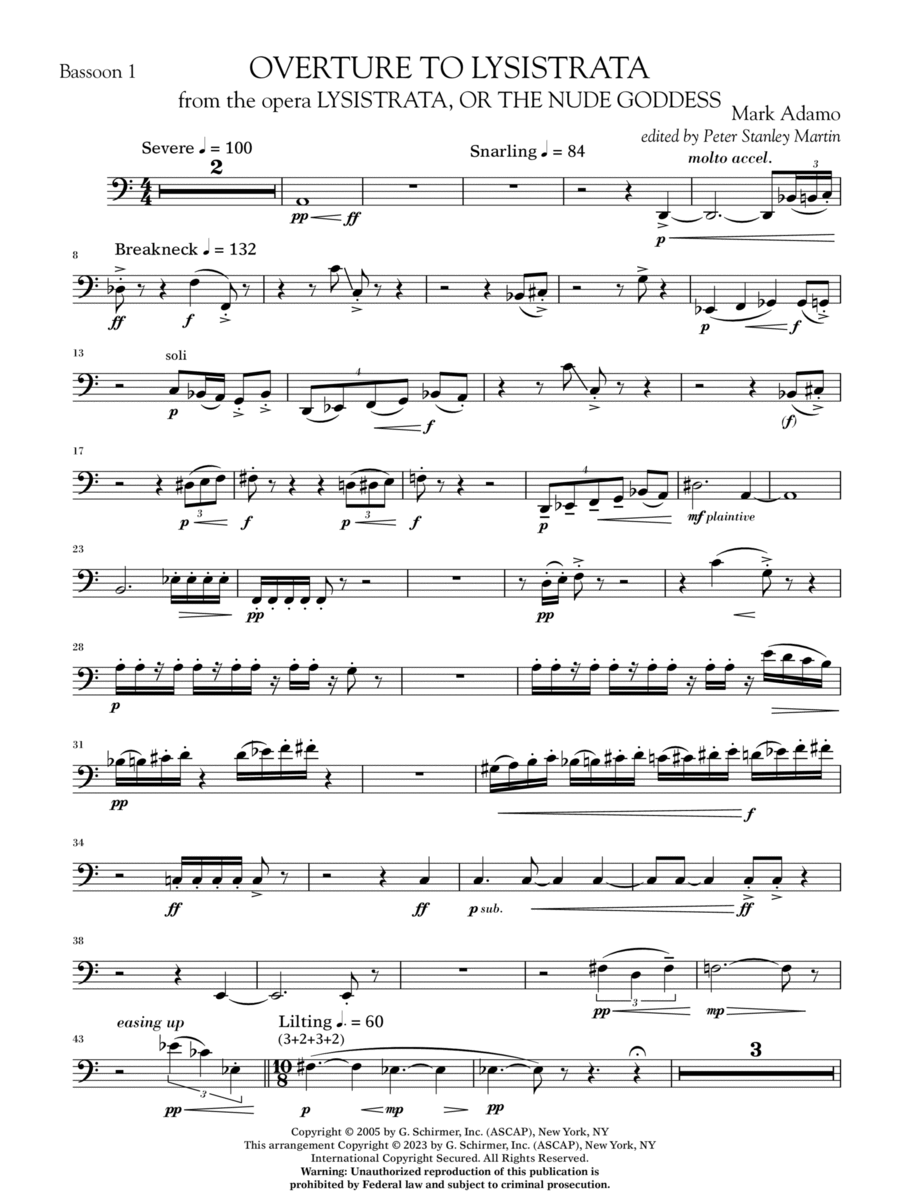 Overture to Lysistrata (arr. Peter Stanley Martin) - Bassoon 1 Concert Band scores gallery preview page 1