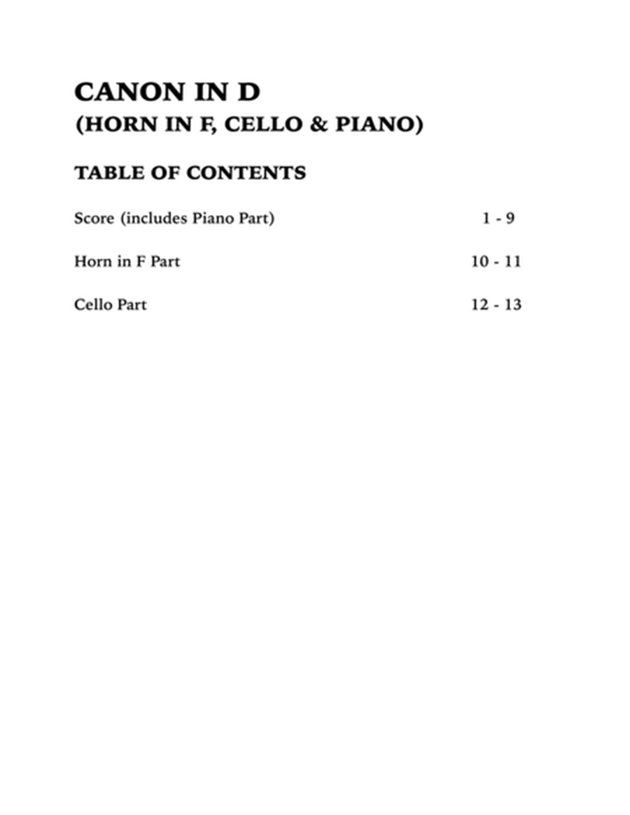 Canon in D (Trio for Horn in F, Cello and Piano) image number null