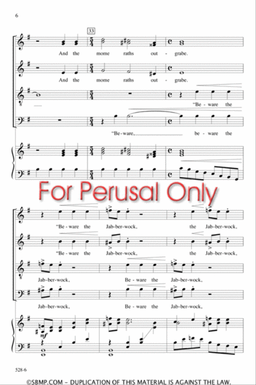 Jabberwocky - SATB Octavo 4-Part scores gallery preview page 5