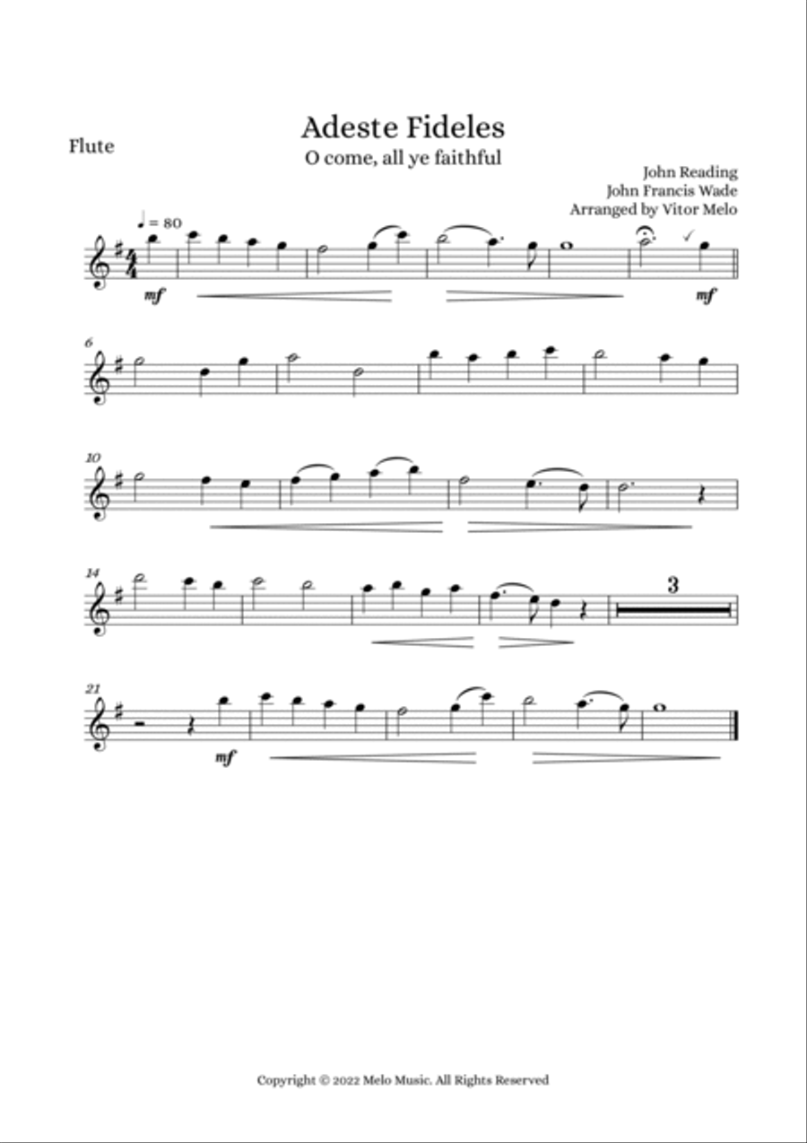 Adeste Fideles (O Come, All Ye Faithful) - Wind Quintet Woodwind Quintet scores gallery preview page 3