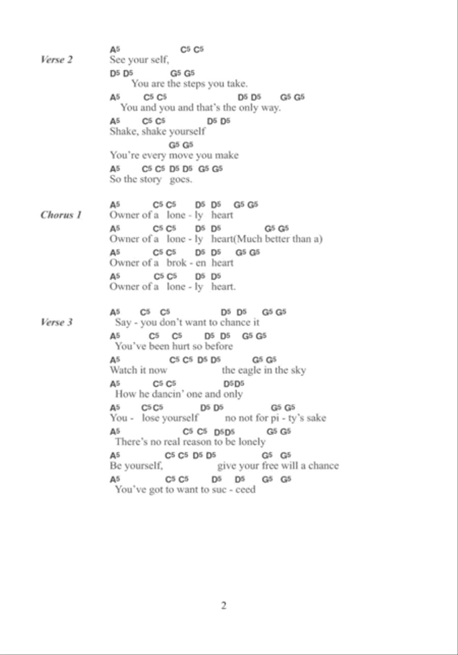 Owner Of A Lonely Heart Owner Of A Lonely Heart Acoustic Guitar scores gallery preview page 2