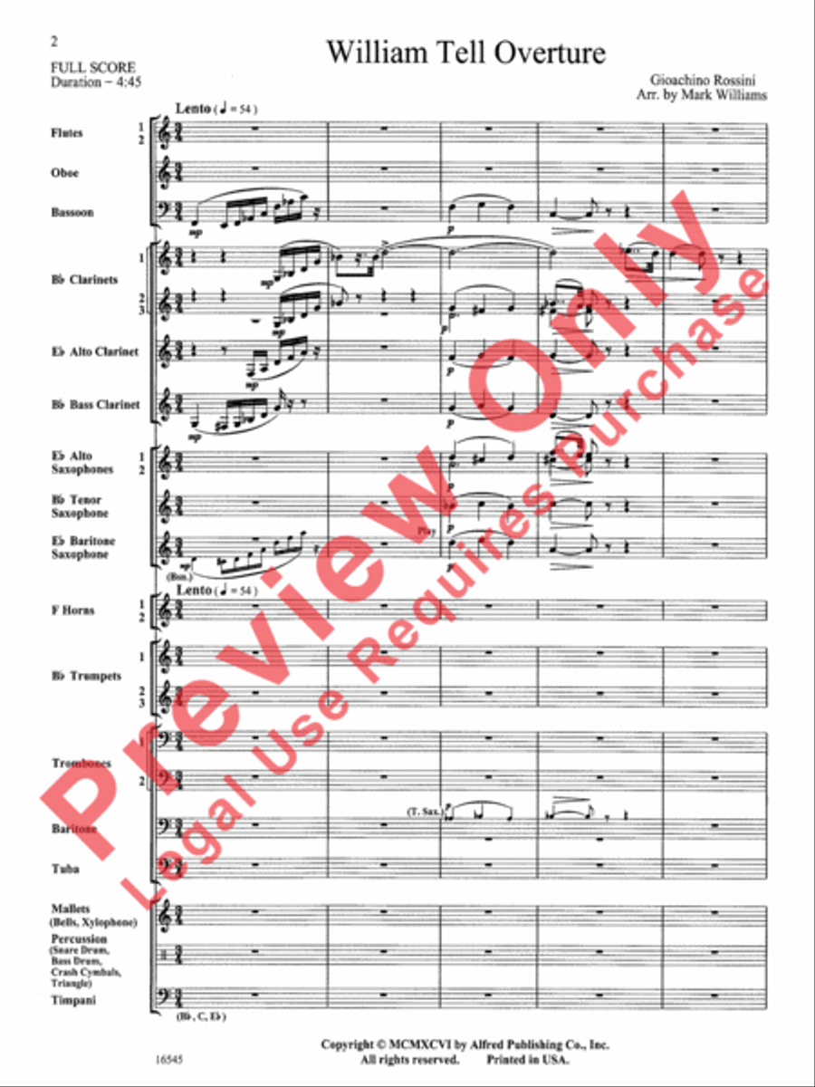 William Tell Overture Concert Band scores gallery preview page 3