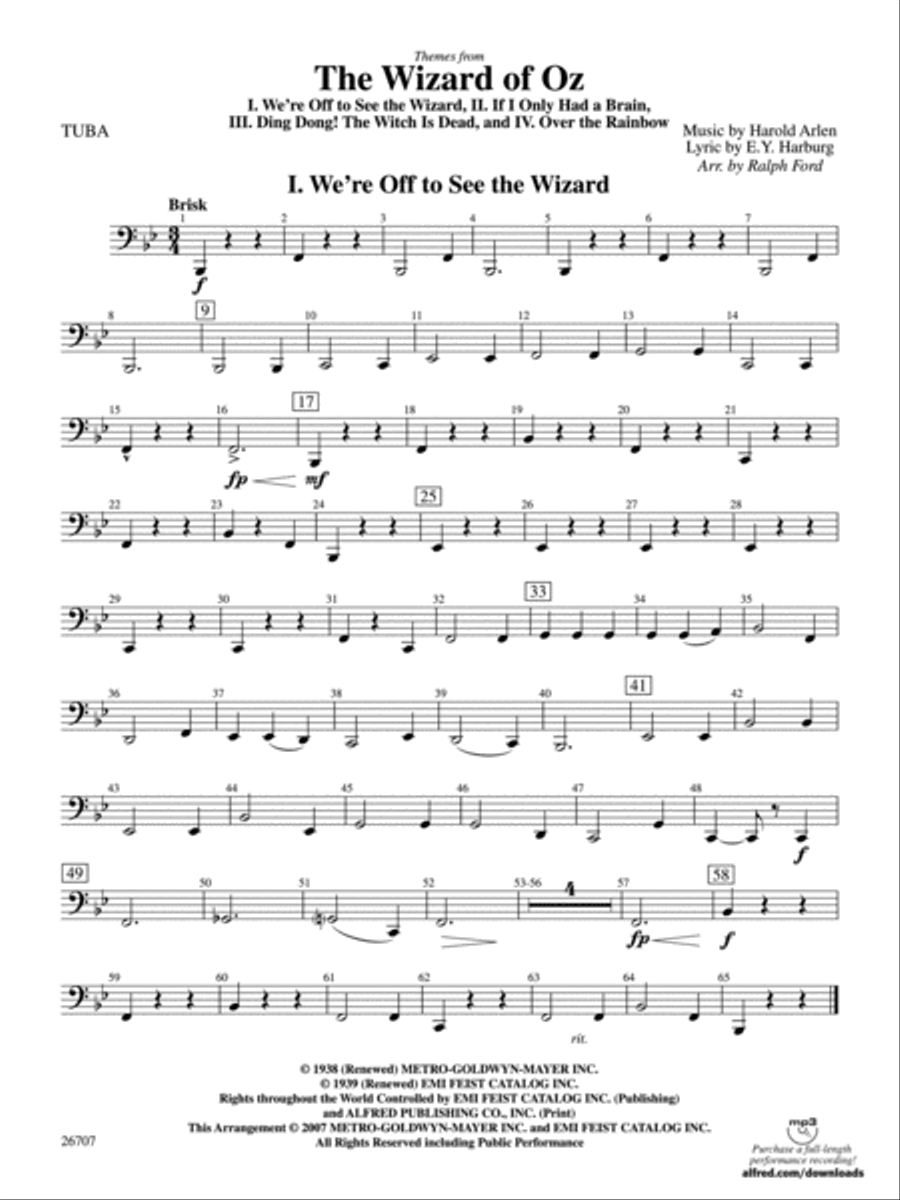 The Wizard of Oz: Tuba Concert Band scores gallery preview page 1