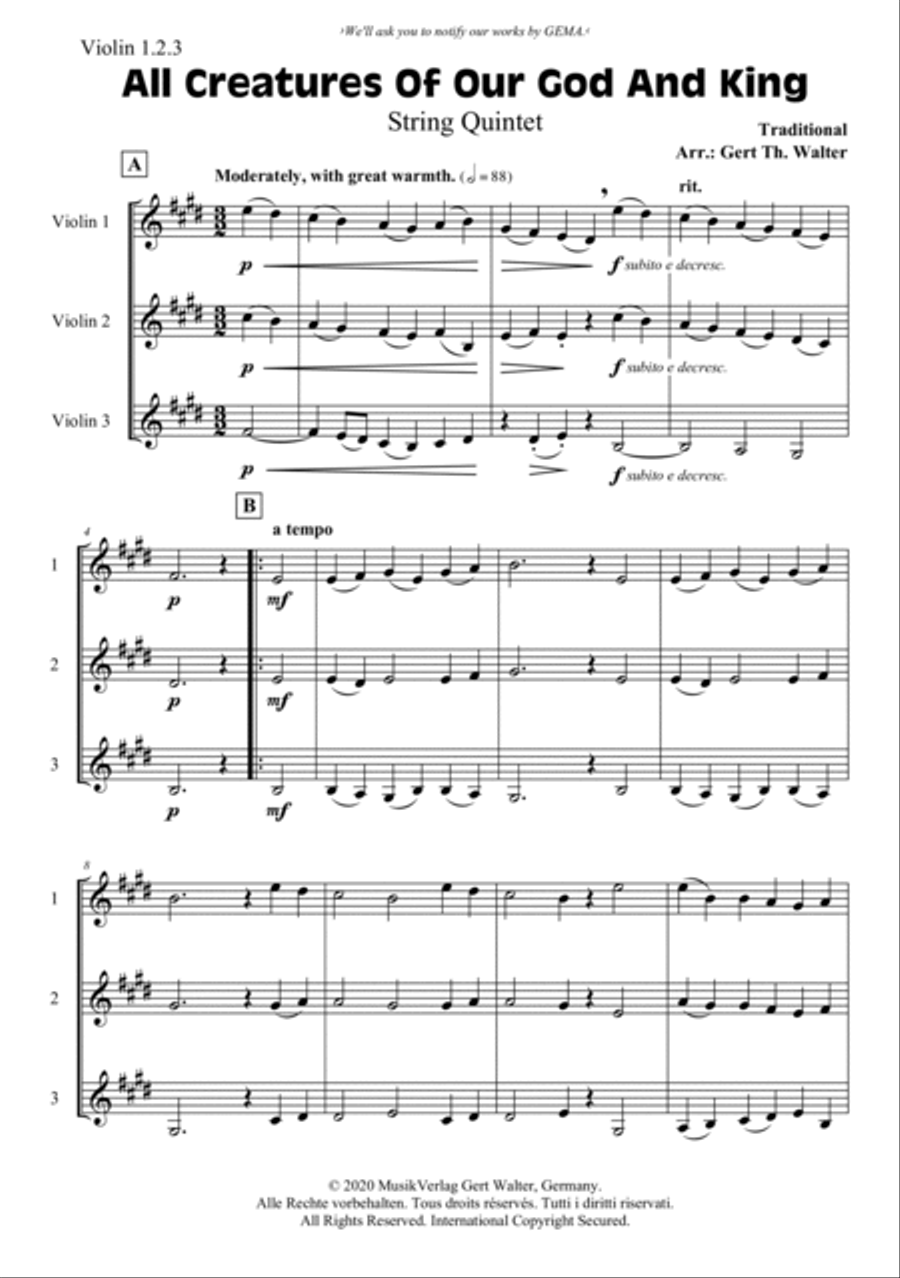 All Creatures Of Our God And King String Orchestra scores gallery preview page 4