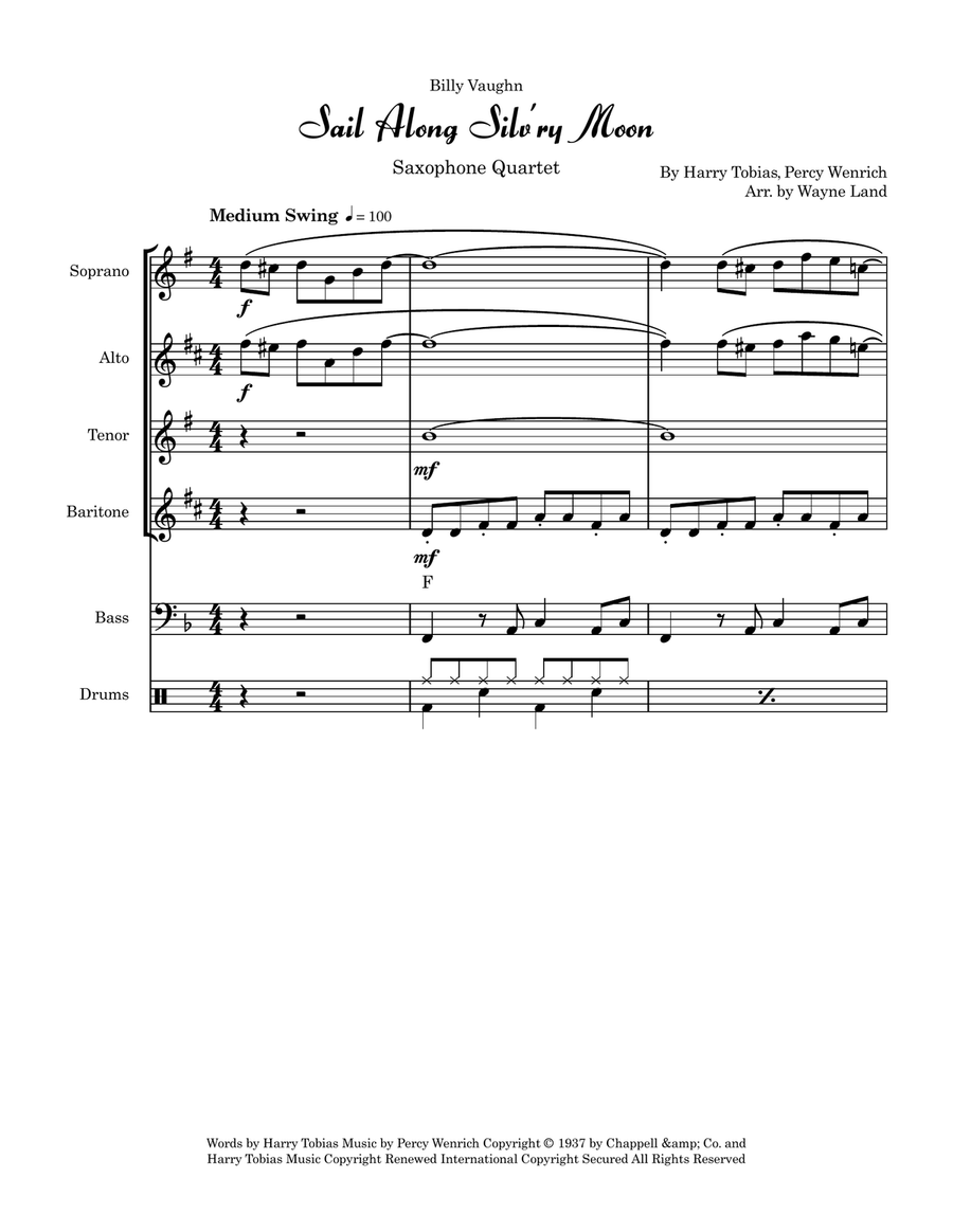 Sail Along, Silv'ry Moon Saxophone Quartet scores gallery preview page 2