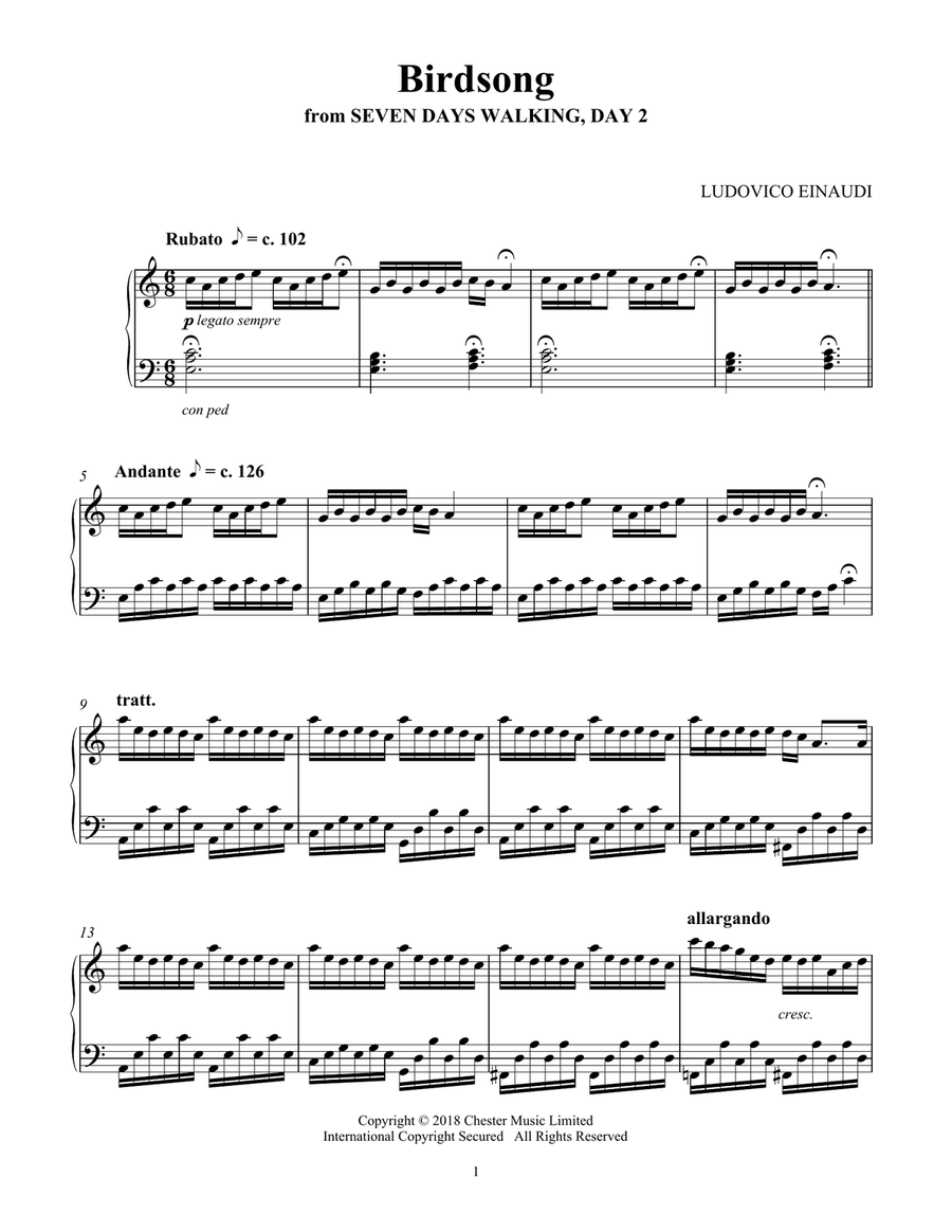 Birdsong (from Seven Days Walking: Day 2) Piano Solo scores gallery preview page 1