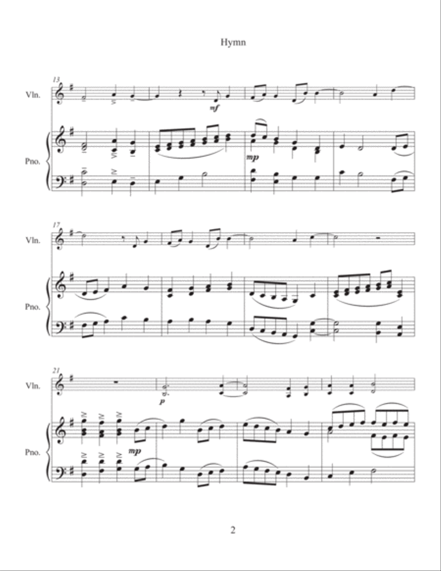 Hymn for Violin and Piano Violin Solo scores gallery preview page 3