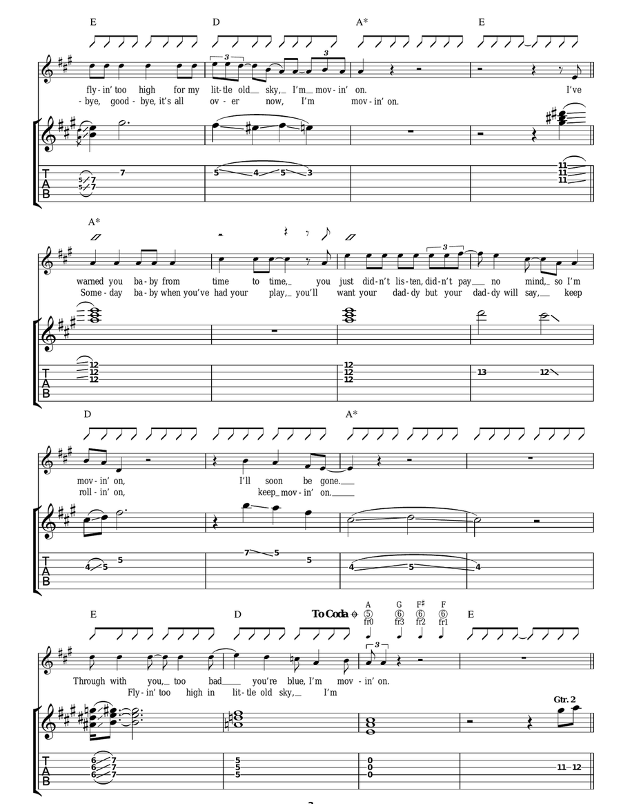 I'm Moving On Guitar Tablature scores gallery preview page 3