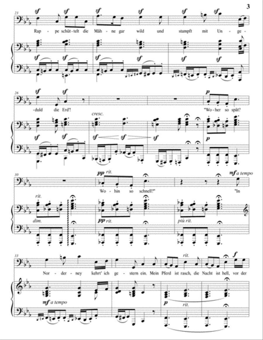 LOEWE: Odins Meeresritt, Op. 118 (transposed to C minor, bass clef) Voice scores gallery preview page 4