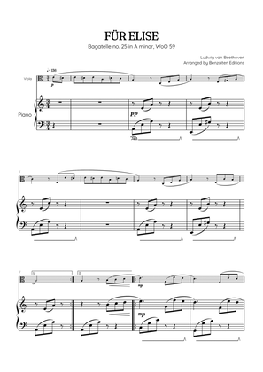 Beethoven • Für Elise / Pour Elise • viola & piano sheet music