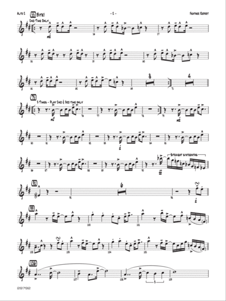 Feather Report: 2nd E-flat Alto Saxophone Jazz Ensemble scores gallery preview page 2