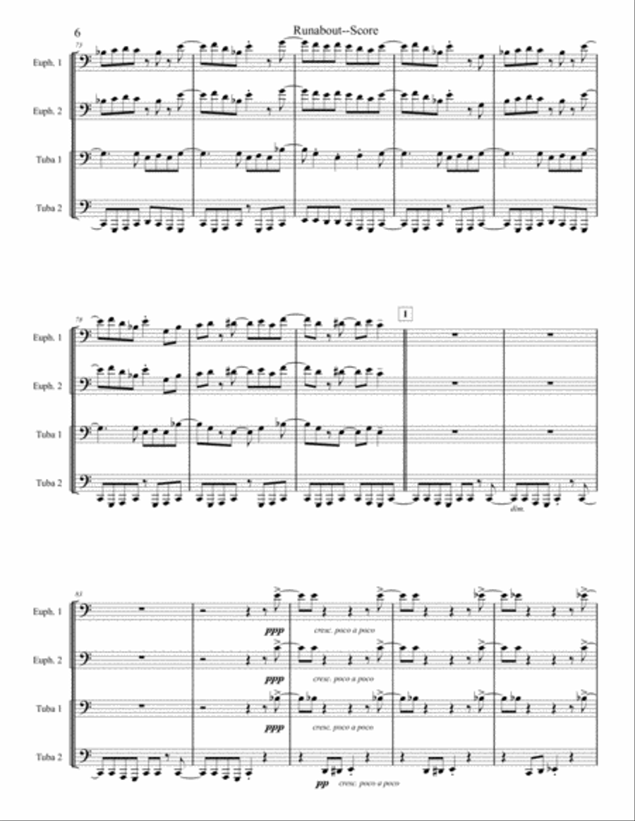 Runabout - Tuba/Euphonium Quartet Brass Ensemble scores gallery preview page 6
