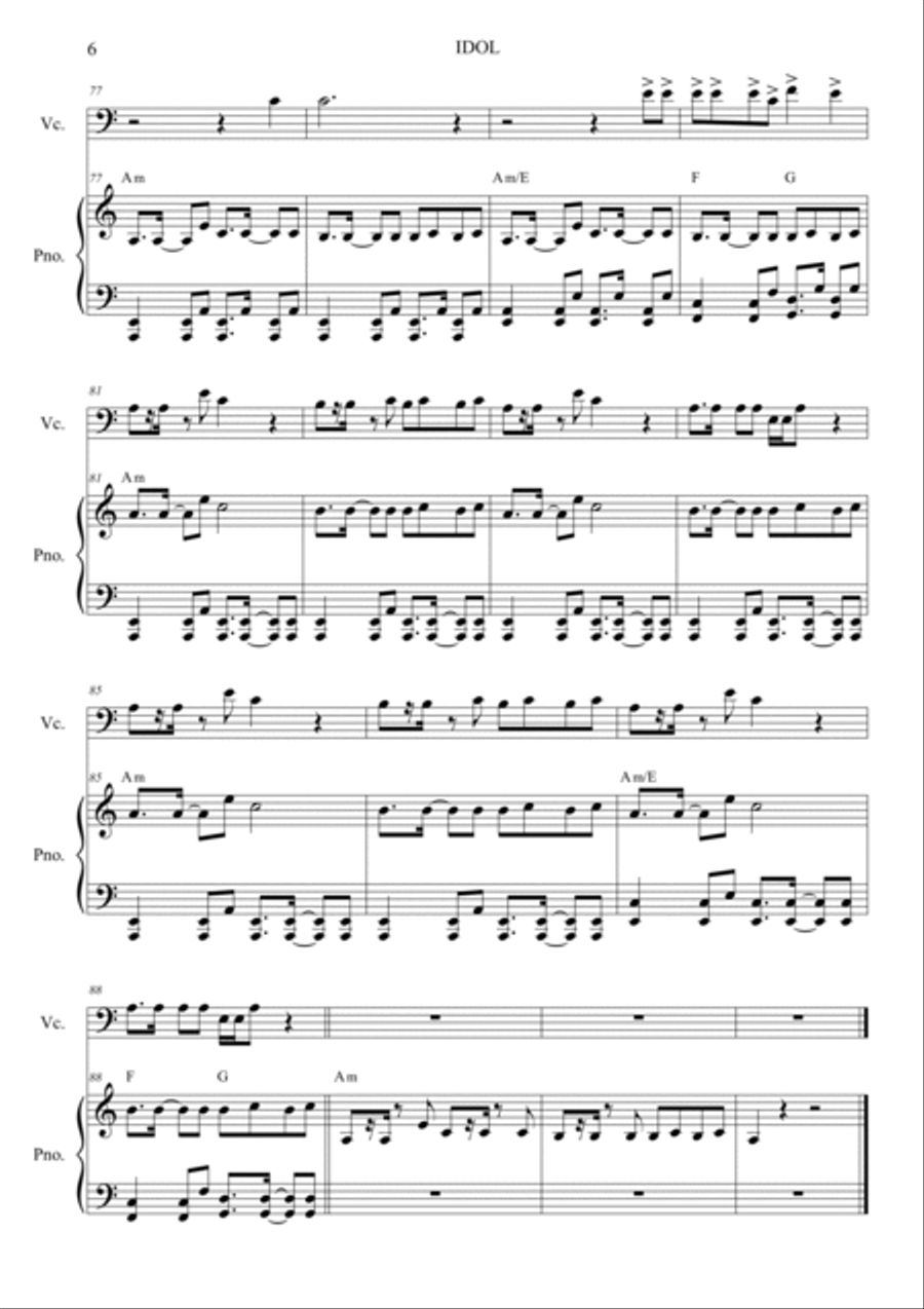 Idol Idol Piano scores gallery preview page 6