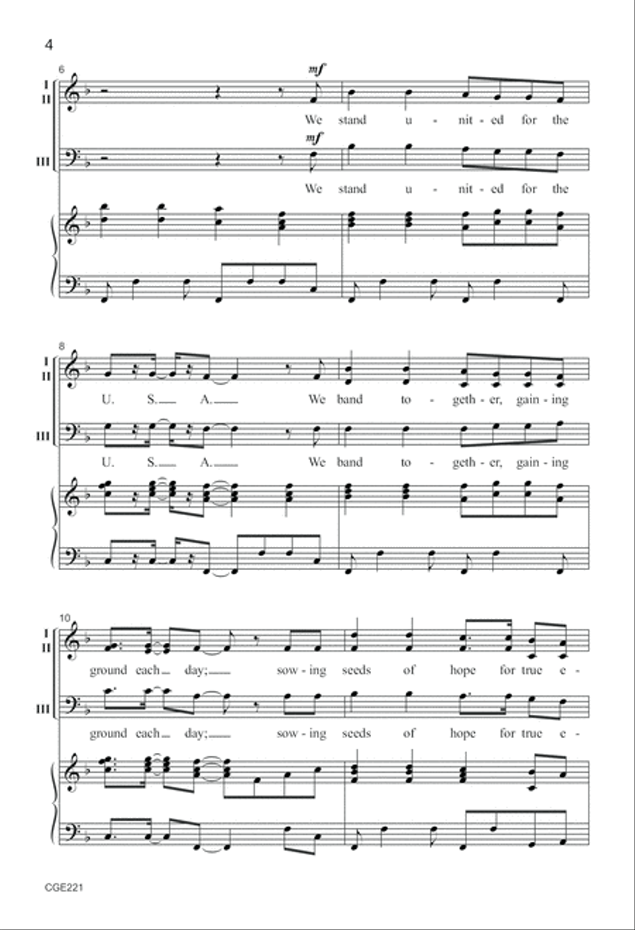 We Stand United Three-part Mixed 3-Part scores gallery preview page 4