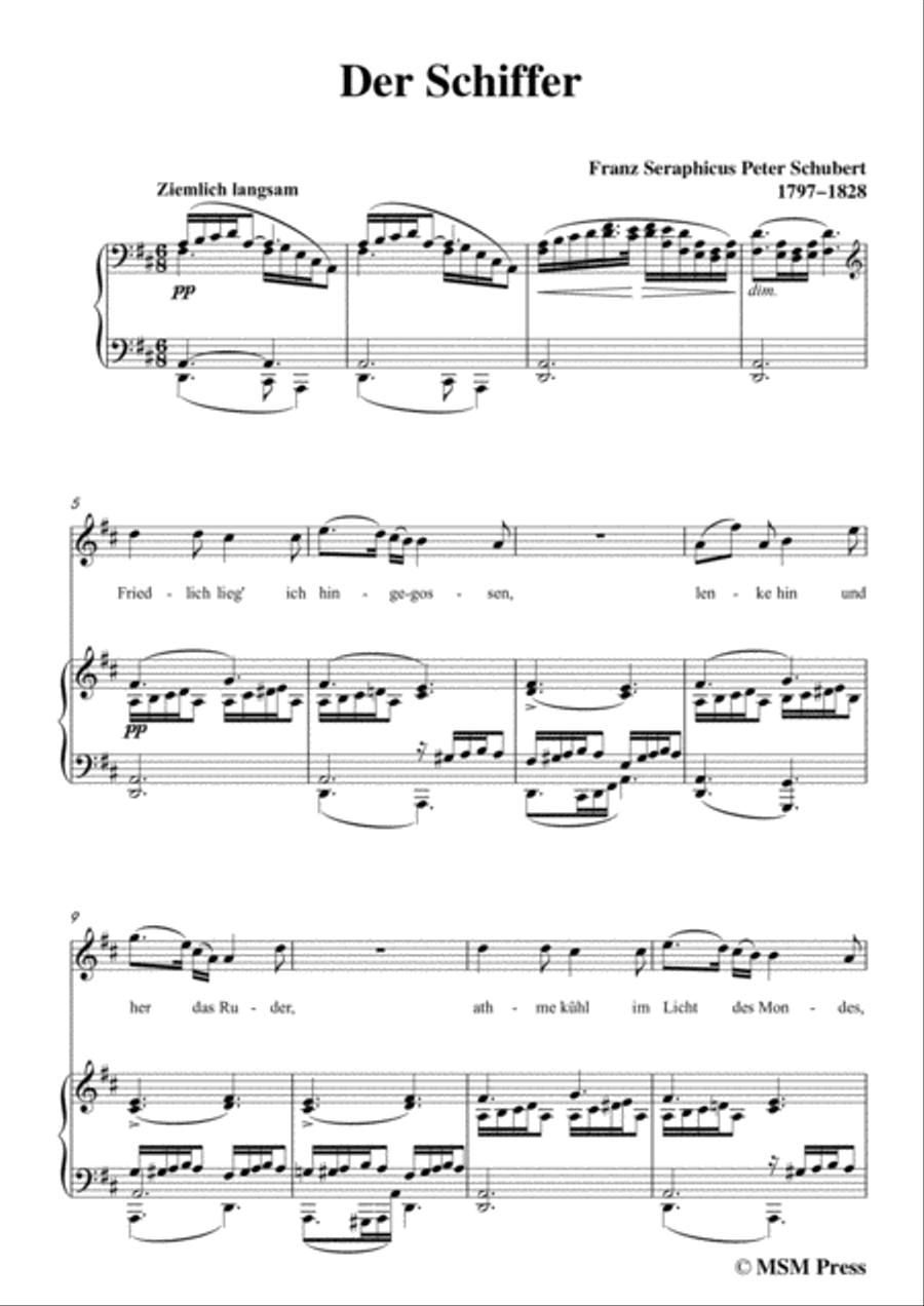 Schubert-Der Schiffer,in D Major,for Voice&Piano Voice scores gallery preview page 3