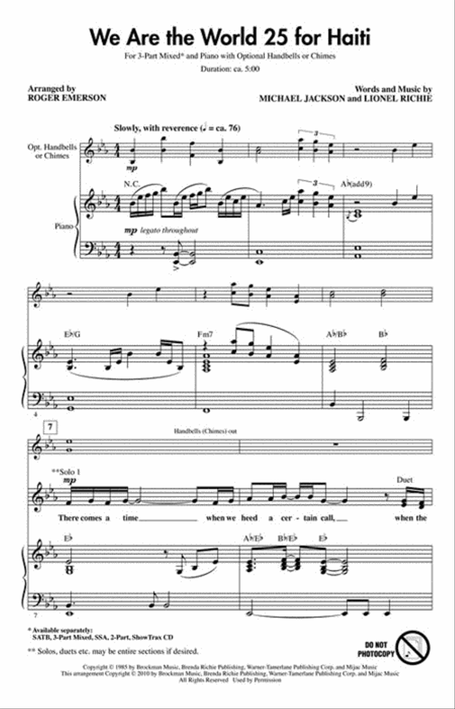 We Are the World 25 for Haiti 3-Part scores gallery preview page 2