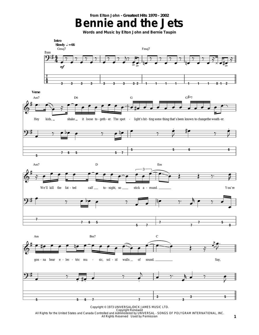 Bennie And The Jets Acoustic Guitar scores gallery preview page 1
