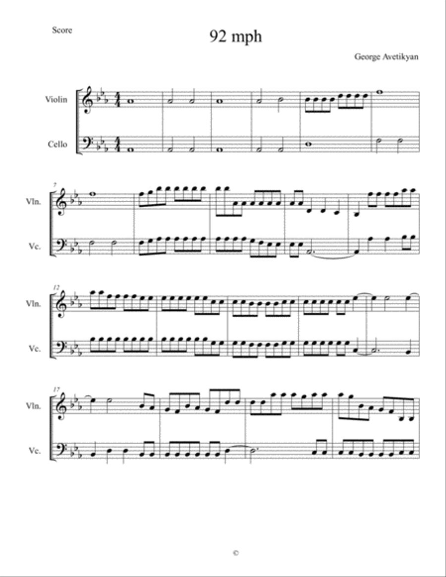 92 mph Small Ensemble scores gallery preview page 1