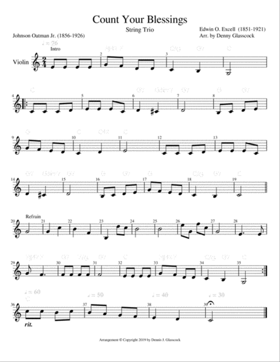 12 Sacred Trios (or Duets) for Flute, Violin & Viola (Violin II) Small Ensemble scores gallery preview page 6
