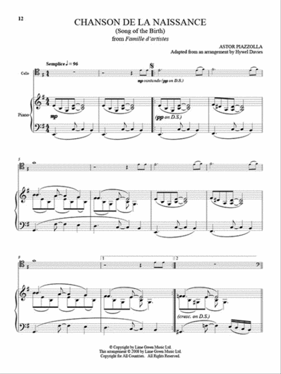 25 Piazzolla Tangos for Cello and Piano Piano Accompaniment scores gallery preview page 6