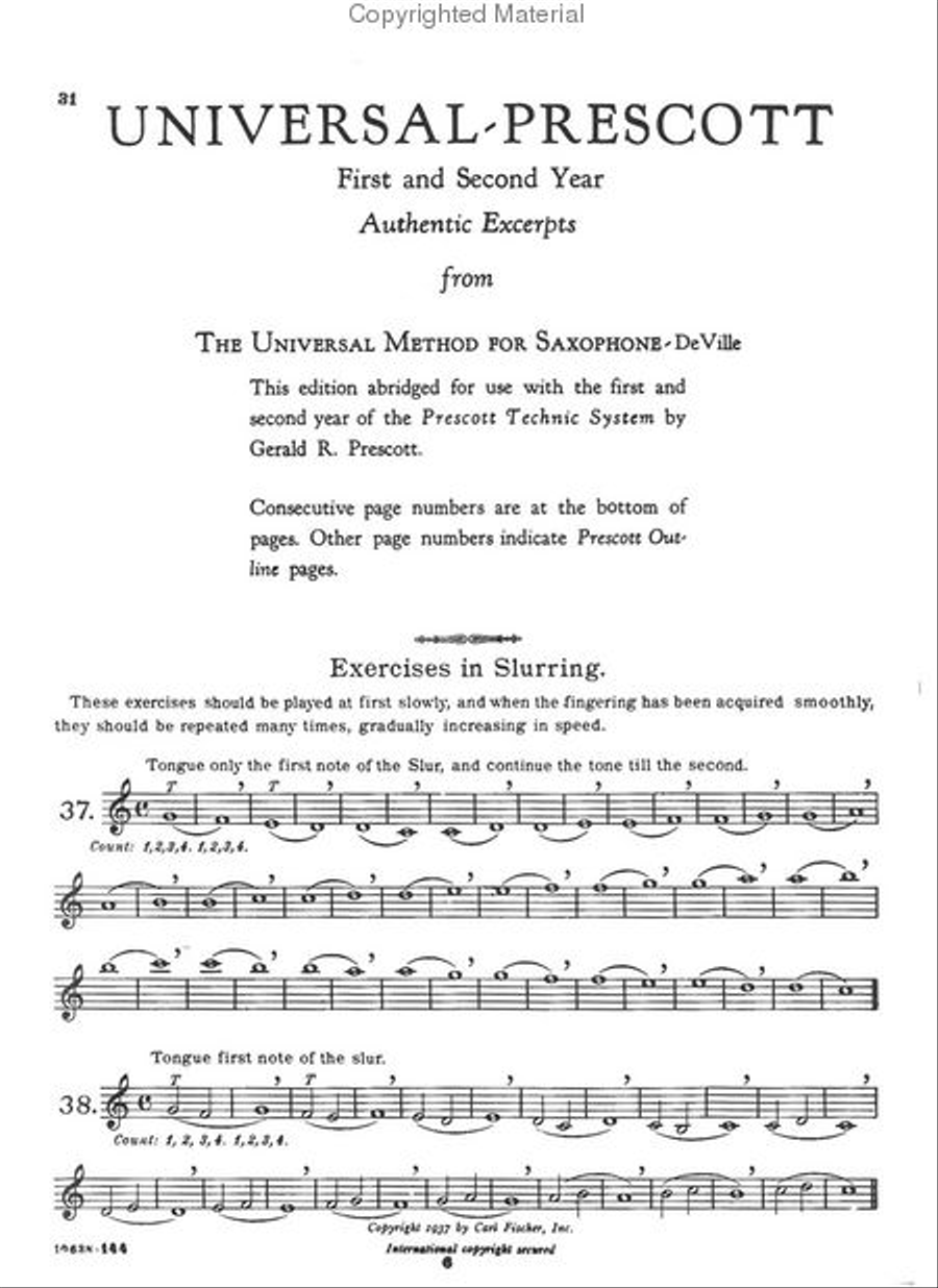 Authentic Excerpts from the Universal Complete Method for Saxophone