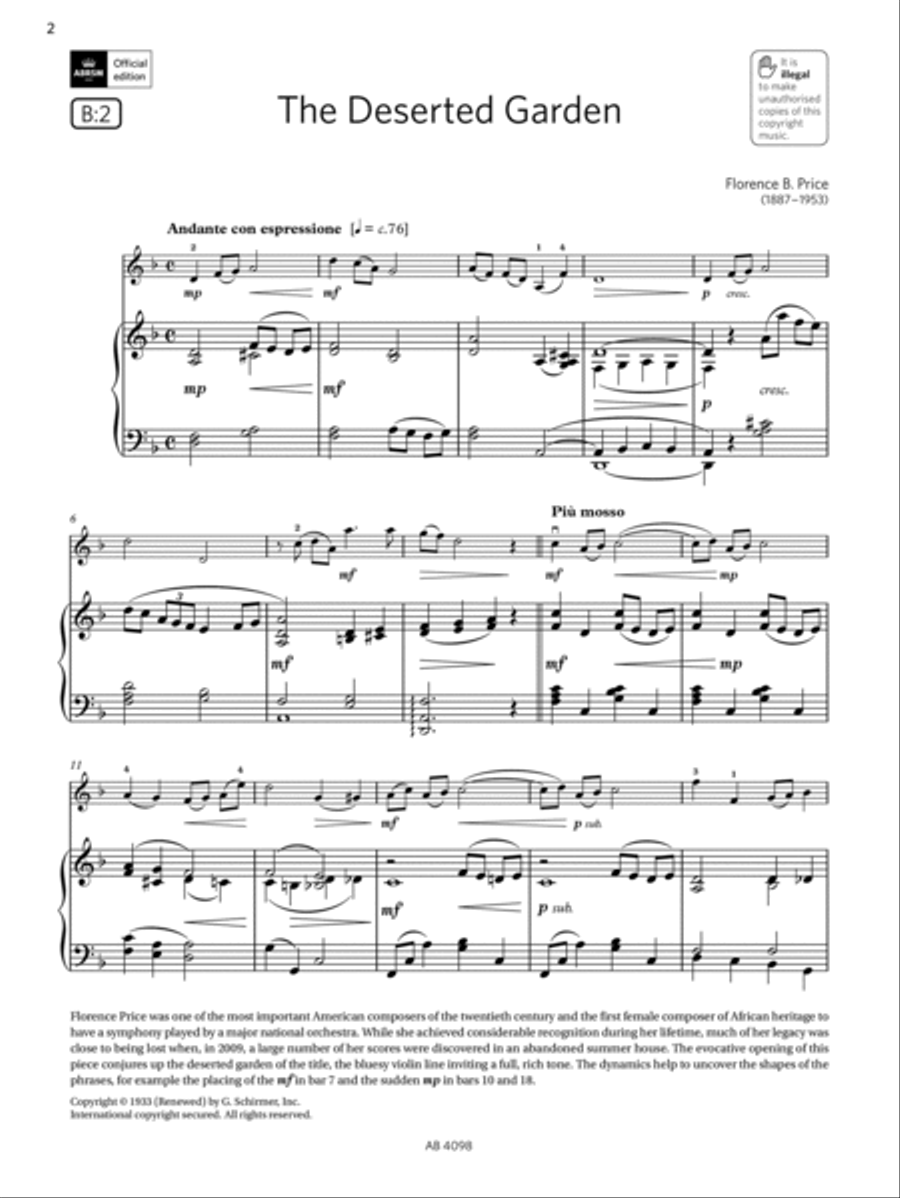 The Deserted Garden (Grade 4, B2, from the ABRSM Violin Syllabus from 2024) Violin Solo scores gallery preview page 2
