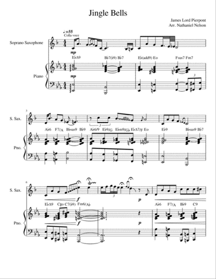 Jazzy Jingle Bells for Bb Saxophone and Piano Woodwind Duet scores gallery preview page 2