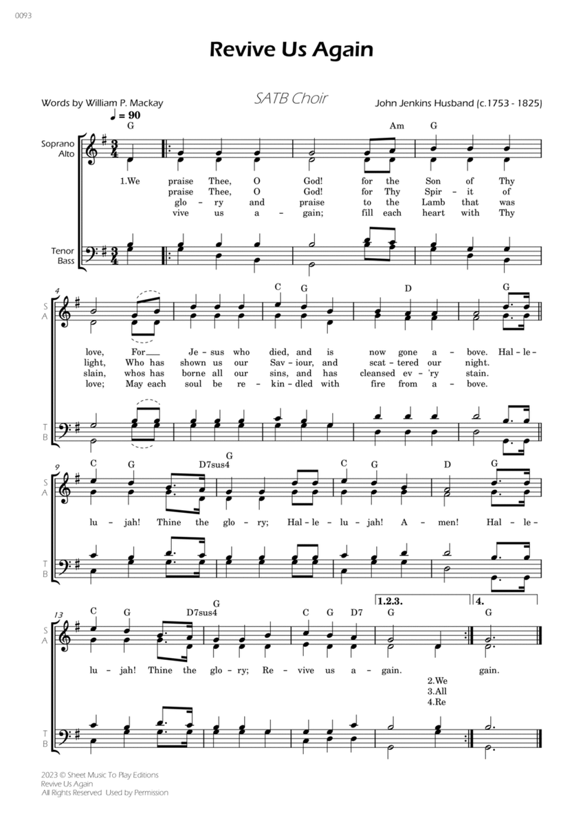 Revive Us Again - SATB Choir - W/Chords image number null