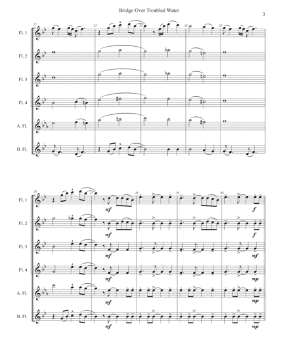 Bridge Over Troubled Water Bridge Over Troubled Water Woodwind Ensemble scores gallery preview page 3
